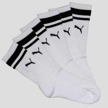 Imagem de Kit De Meias Puma 6 Pares Cano Longo Heritage Feminina Branca e Preta,
