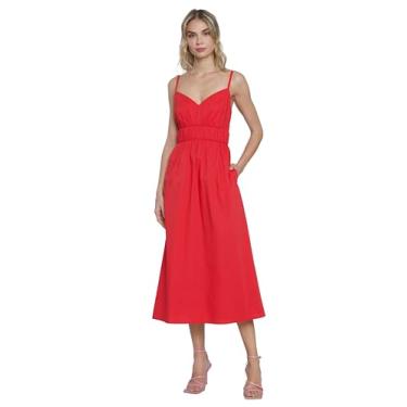 Imagem de Donna Morgan Decote coração midi alças finas | Vestidos casuais para mulheres, Poinsétia, 48