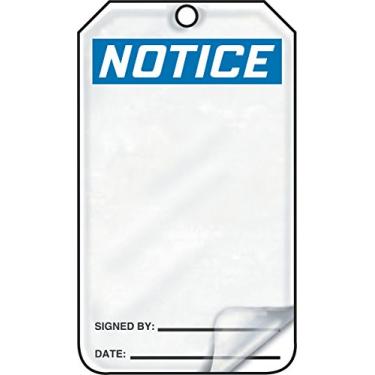 Imagem de Accuform MDT800LCM PF-Etiqueta de segurança para cartolina, legenda "Aviso (em branco)", 14,6 cm de comprimento x 8,3 cm de largura x 0 cm de espessura, azul/preto em branco (pacote com 5)