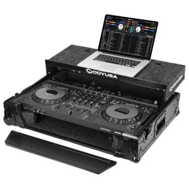 Imagem de Odyssey Capa FZGSDDJGRV6BL1UCW AlphaTheta DDJ-GRV6 1U em preto com plataforma deslizante patenteada e rodas de canto