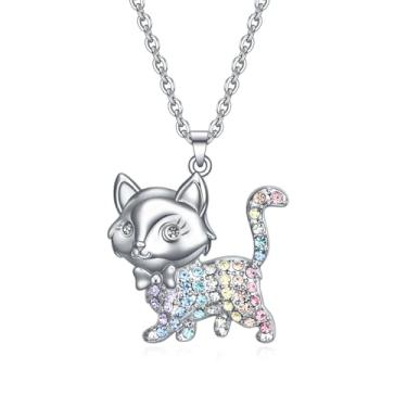 Imagem de Colar cavalo/gato/axolote/unicórnio/guaxinim/canguru/t-rex/elefante/chihuahua/golden retriever/coala/cabra/vaca, presentes para meninas e mulheres, lindo colar de cristal colorido grande animal