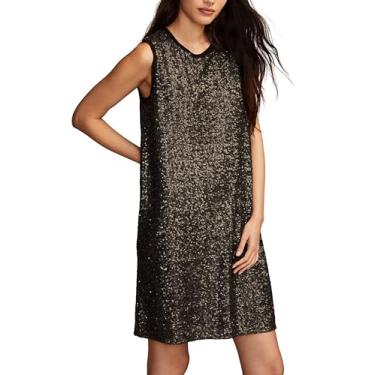 Imagem de Lucky Brand Minivestido feminino de lantejoulas, Lantejoula preta fosca, M