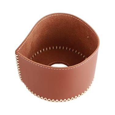 Imagem de Capa Protetora para Botijão de Gás PU Couro Acessório de Acampamento Tanque de Gás Portátil Ao Ar Livre (Castanho Escuro)