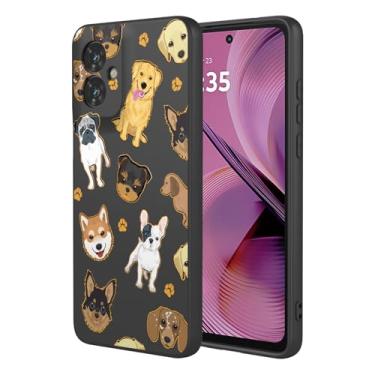 Imagem de HTXWXJC Capa de celular para Moto G55, capa para Motorola G55, à prova de choque, flexível, amortecedora, capa macia de TPU com estampa de cachorro para Motorola Moto G55, cachorro preto