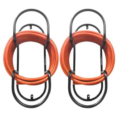 Imagem de Kit 2 Suporte Fixo de Parede Enrolador para Mangueira de Jardim, Garagem, Condomínio, Prédio, Altmayer, Preto