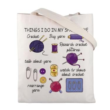 Imagem de FUSTMW Sacola de crochê para amantes de crochê, presentes para crochê Things I Do in My Spare Time, presente de tricô para bolsa de tricô, Bolsa de crochê, Large