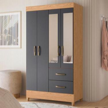 Imagem de Guarda Roupa 4 Portas Cancun Com Espelho Freijó Titanium - CasaH