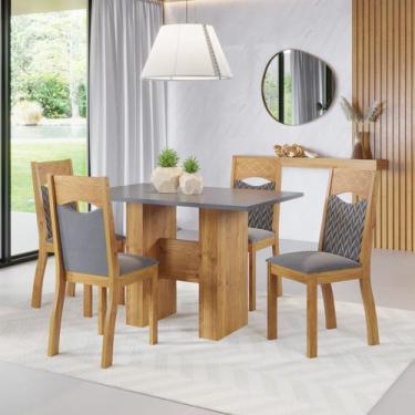 Imagem de Mesa de Jantar Retangular Green Com 4 Cadeiras Pietra Mel/Cinza Brilho