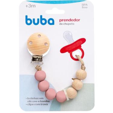 Imagem de Prendedor De Chupeta Silicone E Bambu Rosa 15646 - Buba