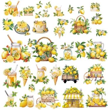 Imagem de CRASPIRE 8 folhas 8 estilos adesivos de janela de limão grande impermeável PVC verão bolo de frutas garrafa de suco sorvete folhas verdes adesivo de janela de vidro adesivos para porta deslizante casa