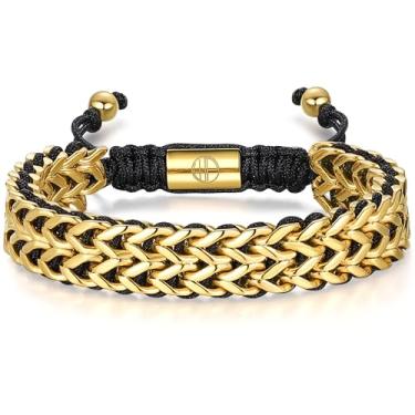 Imagem de WP WEPICK Pulseiras para homens e mulheres, banhado a ouro 18 quilates/prata/preto de aço inoxidável, joia masculina ajustável, não mancha, presente de aniversário, 10mm, Aço inoxidável, Sem pedras