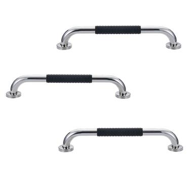 Imagem de Barra de Apoio Inox 60cm Suporte Antiderrapante Kit 3 unidades Banheiro Box Idoso Gestante Criança Acessibilidade Segurança