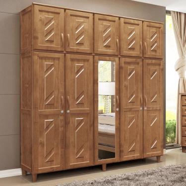 Imagem de Guarda-Roupa 10 Portas 3 Gavetas Grécia Imbuia Madeira Pinus - Cavazotto