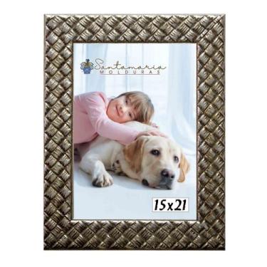 Imagem de Moldura Porta Retrato 15x21 3cm Relevo Prateado - Santamaria Molduras