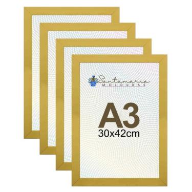 Imagem de Kit 4 Porta Retrato Molduras A3 30x42 Amarelo - Santamaria Molduras