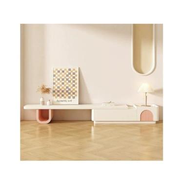 Imagem de Armário de TV Armário de TV retrátil de chão para sala de estar em casa, moderno, simples, pequeno apartamento, armário baixo de TV Armário de mídia