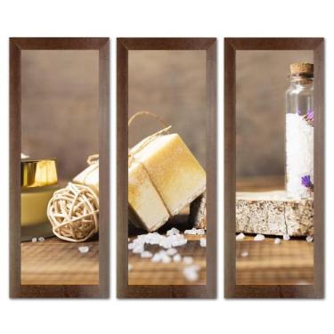 Imagem de Kit Quadros Decorativos Banheiro Lavabo Flores Sabonete spa pedras vel