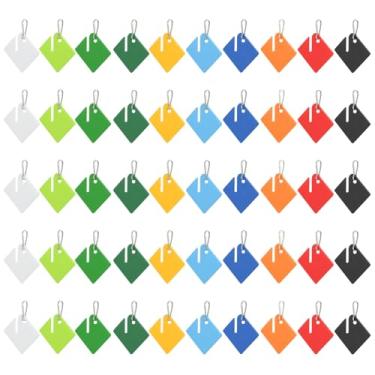 Imagem de PATIKIL Etiquetas de chave de plástico com fenda, 100 peças de etiquetas de pendurar com ganchos de metal para identificação, etiquetas de chave em massa para bolsa de armário de academia,