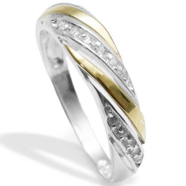 Imagem de Aparador Meia Aliança Prata 925 Aplique em Ouro e Zircônias - Clara Ce