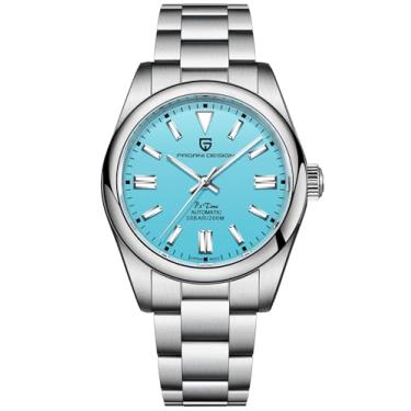 Imagem de CEYADG Pagani Design Relógios masculinos mecânicos automáticos GMT 42 mm esporte impermeável aço inoxidável safira vidro relógio de pulso, Azul-celeste, Japonês