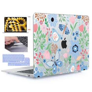 Imagem de YSCLBAHUK Capa para MacBook Air 13 polegadas 2021 2020-2018 versão modelo A2337 M1 A2179 A1932, capa rígida com película de teclado para MacBook Air 13,3 polegadas M1 com Touch ID e tela retina, flor