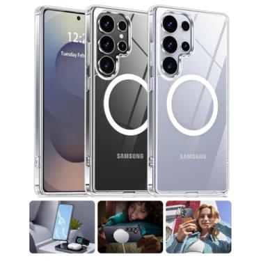 Imagem de CORONITAS Capa Magnética para Samsung Galaxy S21 S22 S23 S24 S25, Case Antiqueda Carregamento Sem Fio, Capinha Transparente Proteção Câmera (Samsung S24 Ultra)