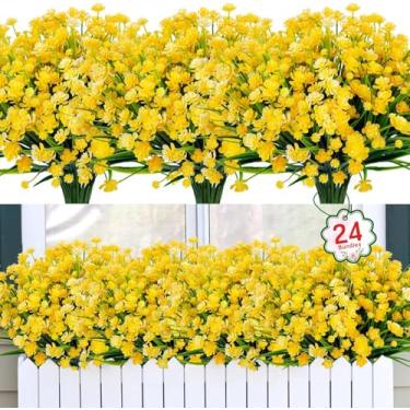 Imagem de WEFUNXJ 6 pacotes de flores artificiais para atividades ao ar livre resistentes a UV plantas de plástico falso de samambaia de Boston para primavera, verão, jardim, pátio, janela, caixa, cozinha,