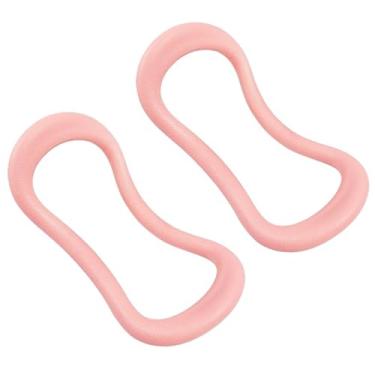 Imagem de 2 peças de anel de ioga para panturrilhas, anel circular de pilates para tonificação das costas coxas abdominais e pernas, anéis de fitness para ioga, pilates, exercícios de ginástica (rosa, A)
