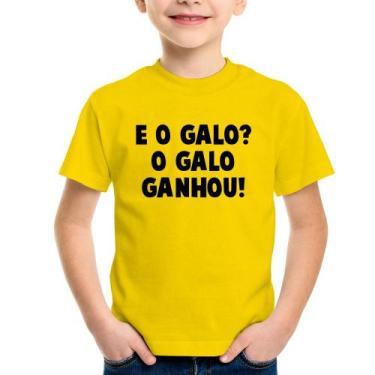 Imagem de Camiseta Infantil E o galo O galo ganhou! - Foca na Moda, Amarelo, 8