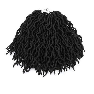 Imagem de Eliza Ondulado cigano cabelo de crochê ombré 35,5 cm 8 pacotes/lote deusa Locs 100% fibra Kanekalon locs raízes africanas dreadlocs extensões de cabelo sintéticas trançadas para mulheres negras (35,5 cm, 1B)