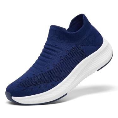 Imagem de SHULOOK Feminino Calçados De Caminhada Confortáveis, Leves E Respiráveis, Meia Antiderrapante, Malha Casual, Tênis Corrida, Azul