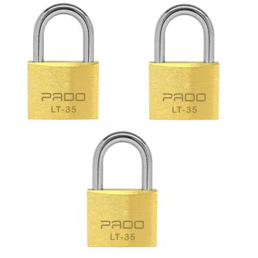 Imagem de Kit 3 Unidades Cadeado Latão 35mm Pado Segredos Diferetes