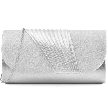 Imagem de TINDTOP Bolsas de mão femininas para noite para festa de casamento formal, coquetel, formatura, bolsa de ombro transversal, F - prata, 8.3*4.7*2.1 inches