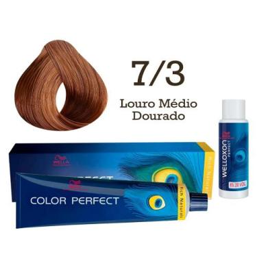 Imagem de Coloração Color Perfect 7.3 Louro Médio Dourado Oxidante Welloxon 20 V