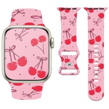 Imagem de Watbro Pulseira de relógio Bowknot compatível com Apple Watch de 38 mm, 40 mm, 41 mm, 42 mm, 44 mm, 45 mm e 49 mm, feminina e masculina, design de pulseira esportiva fofa de silicone macio para Apple