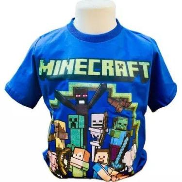 Imagem de Camiseta camisa blusa infantil Minecraft menino personagem jogo 100% a