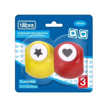 Imagem de Furador Cortador Perfurador De Eva Papel 16mm Decorativos Coração e Estrela Tilibra Artesanal Scrapbook Escolar