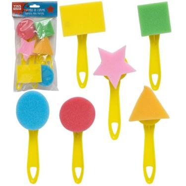 Imagem de Carimbo de espuma formatos para pintura cabo plastico yins paper com 6