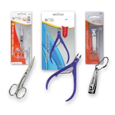 Imagem de Kit Alicate Cutícula + Cortador Pequeno + Tesoura Curva NYBC - NYBC Be