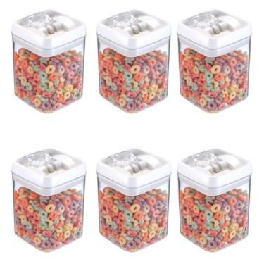 Imagem de Conjunto de 6 Potes Herméticos Injeplastec Crystal, 1,7L, Plástico Acrílico, Tampa com Trava, Empilháveis