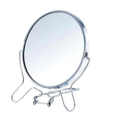 Imagem de Espelho De Mesa Redondo Dupla Face Giratório 360 Com Aumento 6 Polegad