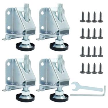 Imagem de Seimneire Pés de nivelamento ajustáveis resistentes, niveladores de pernas de móveis para armários de mesa e geladeira - 4 peças, prata