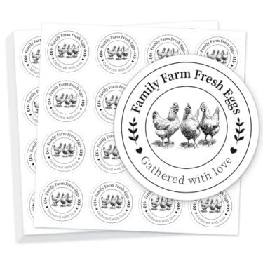 Imagem de GOMAKERER 320 etiquetas de caixa de ovos, adesivos redondos de ovos frescos de fazenda familiar PET adesivo de embalagem de ovo para caixa recipiente suprimentos agrícolas, 50,8 mm