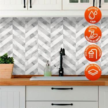 Imagem de Revestimento de Azulejo Chevron Marmorizado 270 - Inove Papéis de Pare