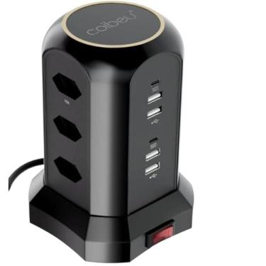 Imagem de Torre de Tomadas Extensão 9 Saídas USB e Type-C Preto