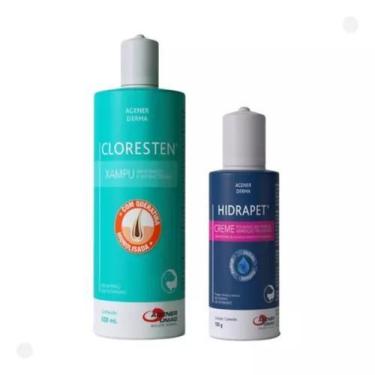 Imagem de 1 Cloresten Shampoo 500ml + 1 Hidrapet Creme 100g Cães Gatos