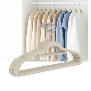 Imagem de Kit 20 Cabides de Veludo Slim Fininho Antideslizante Para Roupas de Ad