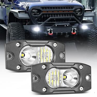 Imagem de LTEODCHEW Cápsulas de LED para montagem embutida, 2 peças, luzes de para-choque de 10 cm, luzes de trabalho de reserva reversa, barra de luz de LED para caminhonete, UTV, quadriciclo, barco, 4 x 4