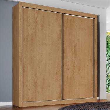 Imagem de Guarda-roupa Móveis Europa Zurique Flex 2 Portas De Correr E 4 Gavetas Amêndoa E Off White