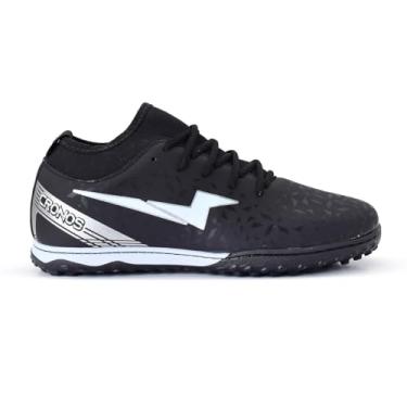 Imagem de Chuteira Botinha Cronos Society Futebol Grama Sintética Masculino Feminino Sola Costurada (Preto/Branco, BR, Adulto, Numérico, 41)